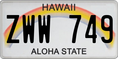 HI license plate ZWW749