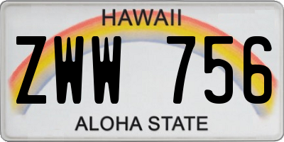 HI license plate ZWW756