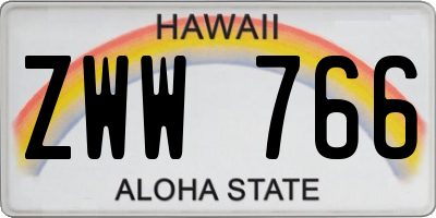 HI license plate ZWW766