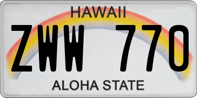 HI license plate ZWW770