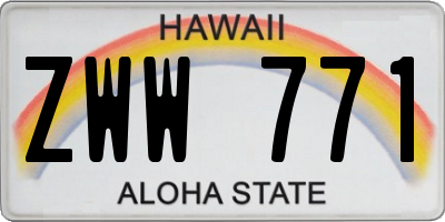 HI license plate ZWW771