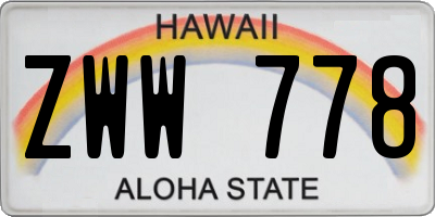 HI license plate ZWW778