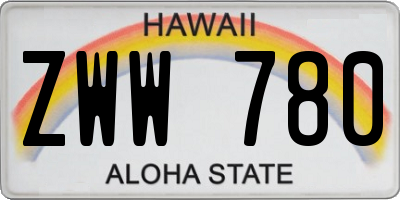 HI license plate ZWW780