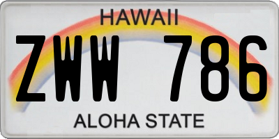 HI license plate ZWW786
