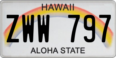 HI license plate ZWW797