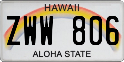 HI license plate ZWW806