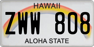 HI license plate ZWW808