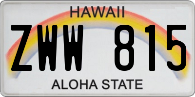 HI license plate ZWW815