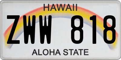 HI license plate ZWW818