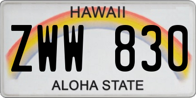HI license plate ZWW830