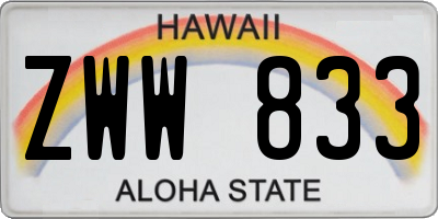 HI license plate ZWW833