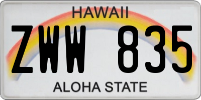 HI license plate ZWW835