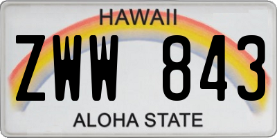 HI license plate ZWW843