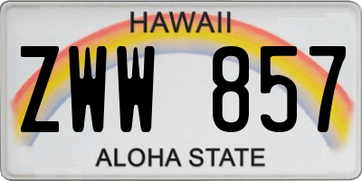 HI license plate ZWW857