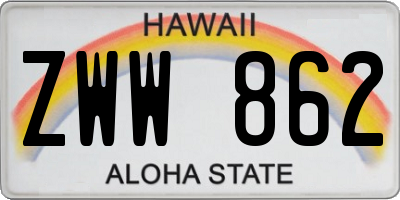 HI license plate ZWW862