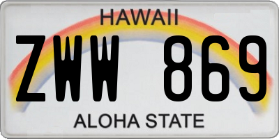 HI license plate ZWW869