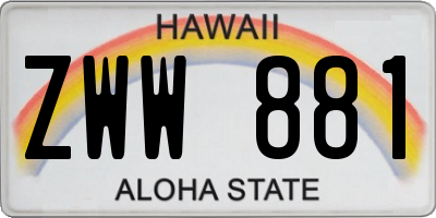 HI license plate ZWW881