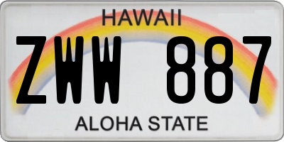 HI license plate ZWW887