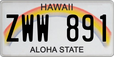 HI license plate ZWW891