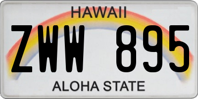 HI license plate ZWW895
