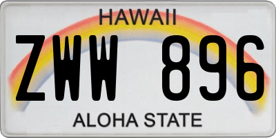 HI license plate ZWW896