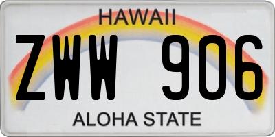 HI license plate ZWW906