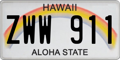 HI license plate ZWW911