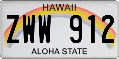 HI license plate ZWW912