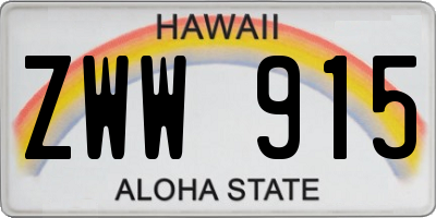 HI license plate ZWW915
