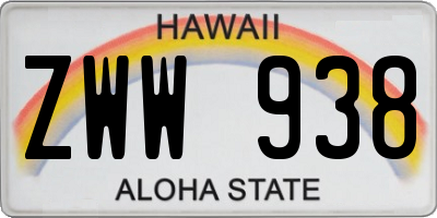 HI license plate ZWW938