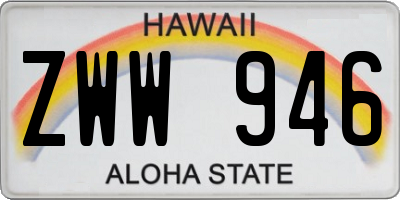 HI license plate ZWW946