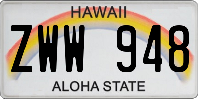 HI license plate ZWW948