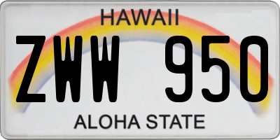 HI license plate ZWW950