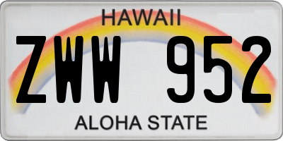 HI license plate ZWW952