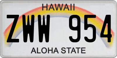 HI license plate ZWW954