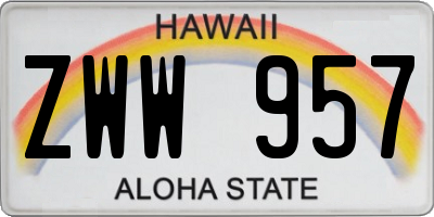 HI license plate ZWW957