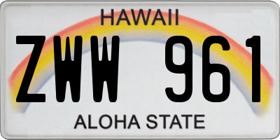 HI license plate ZWW961