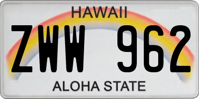 HI license plate ZWW962