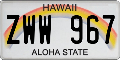 HI license plate ZWW967