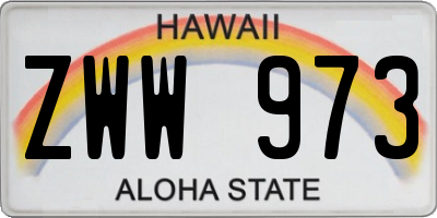 HI license plate ZWW973