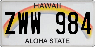 HI license plate ZWW984