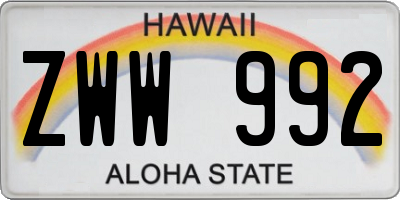 HI license plate ZWW992