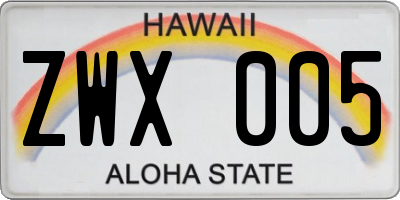 HI license plate ZWX005