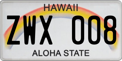 HI license plate ZWX008