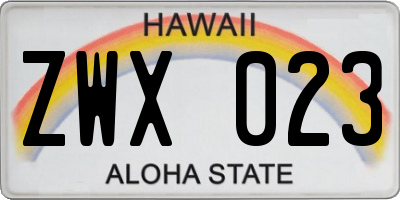 HI license plate ZWX023