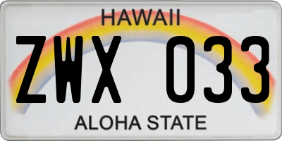 HI license plate ZWX033