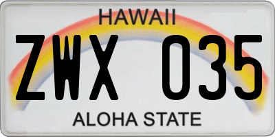HI license plate ZWX035