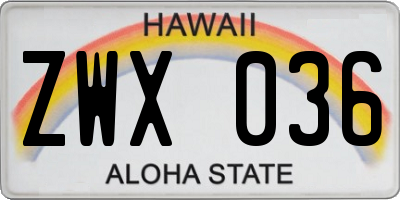 HI license plate ZWX036
