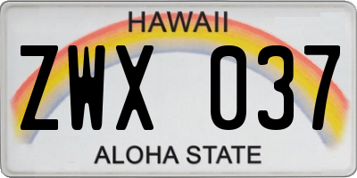 HI license plate ZWX037