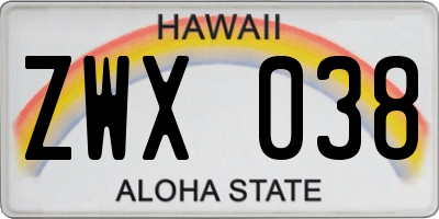 HI license plate ZWX038